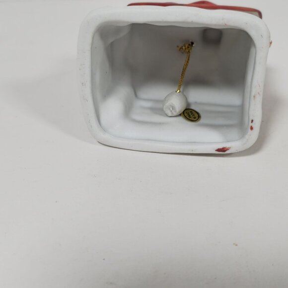 Vintage Ceramic Christmas Cottage With Bells Ornament Set - Picture 6 of 16